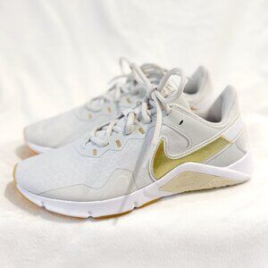 Nike Legend Essential 2 Platinum Metallic Gold Star Women's Athletic Shoes 6.5